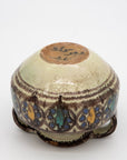 Brown, Blue, and Yellow Two Handled Vase