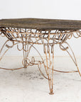 White Iron and Wood Topped Garden Dining Table, France 1930s