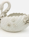Italian Porcelain Swan Cachepot, Off White, Early 20th C.