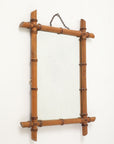 Small Faux Bamboo Carved Frame Mirror, England 1940s
