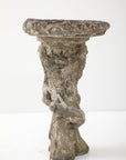 Composite Stone Faux Bois Birdbath with Squirrels Garden Ornament, English 20th C.