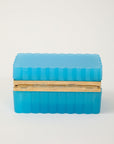 French Opaline Turquoise Scalloped Box, 1890s