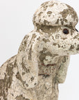 White Painted Reconstituted Stone Dog Poodle Garden Ornament, France 20th Century