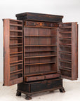Black Swedish Cupboard or Kitchen Cabinet, Sweden Late 18th C.