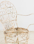 Victorian Style White Wirework Pair of Chairs and Cafe Table, France 1960