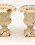 Pair of White Cast Iron Urns, French early 20th Century