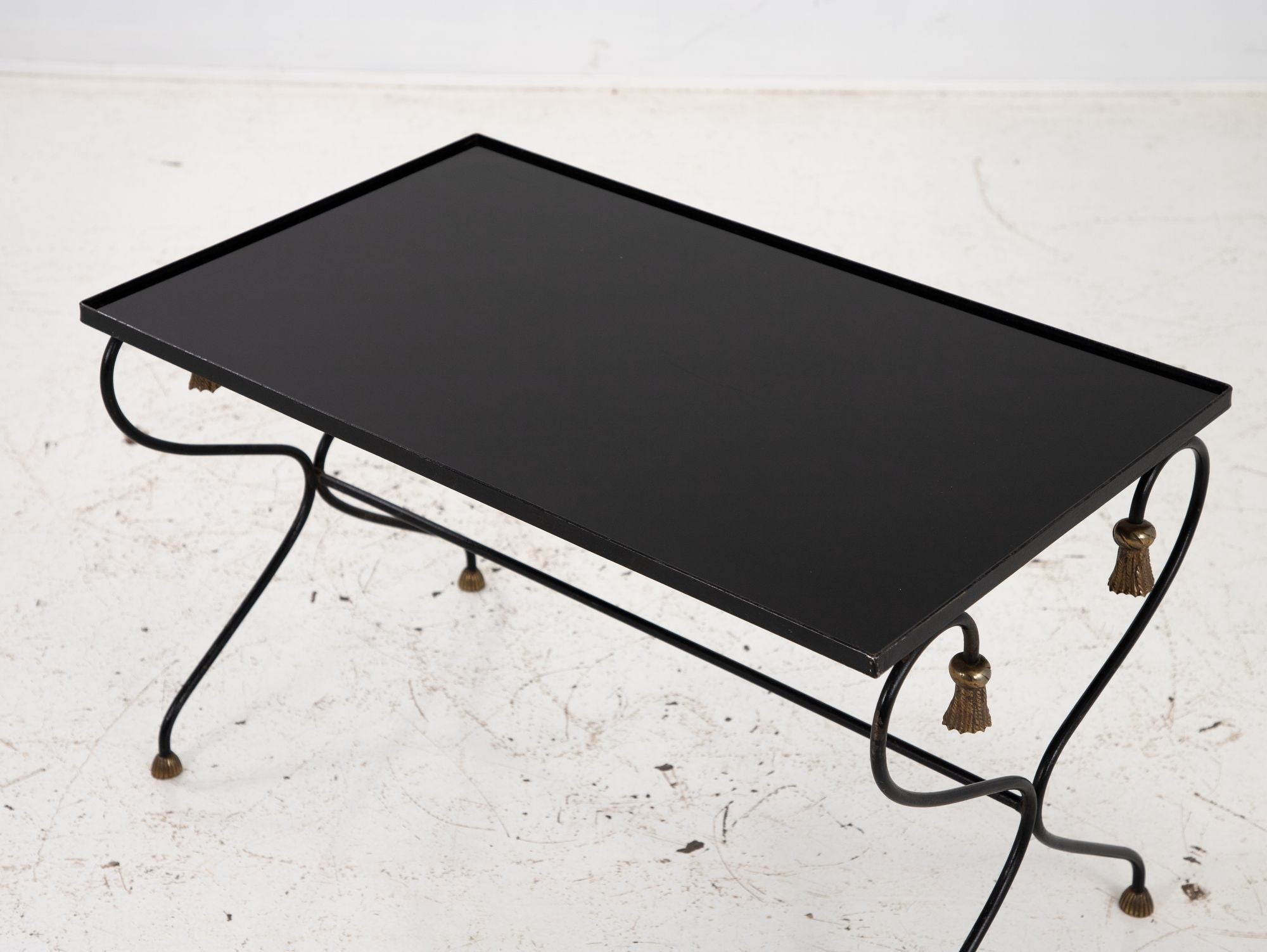 Iron and Black Glass Cocktail Table, 20th Century