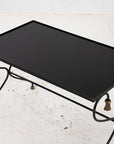 Iron and Black Glass Cocktail Table, 20th Century