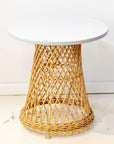Mid Century French Pair of Wicker Chairs with Side Table