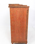 Antique English Country Buffet Cabinet with Original Red Paint
