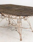 White Iron and Wood Topped Garden Dining Table, France 1930s