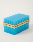 French Opaline Turquoise Scalloped Box, 1890s