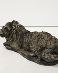 Reconstituted Black Stone Dog Garden Ornament, England 20th Century