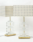 Pair Modern Murano Clear Glass Lamps