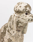 White Painted Reconstituted Stone Dog Poodle Garden Ornament, France 20th Century