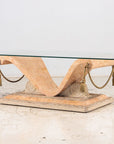 Tessellated Travertine Cocktail Table, France 1970s
