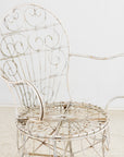 Victorian Style White Wirework Pair of Chairs and Cafe Table, France 1960
