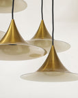 Midcentury Modern Italian Brass Flushmount Light with Five Pendant Drops