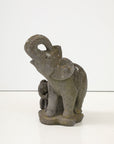 Stone Elephant Mother and Baby Fountain Garden Ornament, French Mid 20th C.