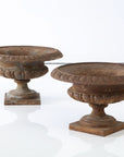 Pair Cast Iron Pie Crust Urns