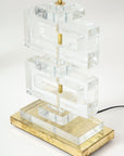 Pair Modern Murano Clear Glass Lamps