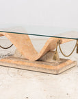 Tessellated Travertine Cocktail Table, France 1970s