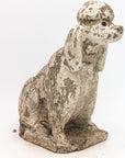 White Painted Reconstituted Stone Dog Poodle Garden Ornament, France 20th Century