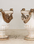 Pair Composite Terracotta Rococo Italian Urns, Mid 20th C.