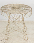 Victorian Style White Wirework Pair of Chairs and Cafe Table, France 1960