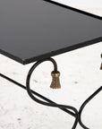 Iron and Black Glass Cocktail Table, 20th Century