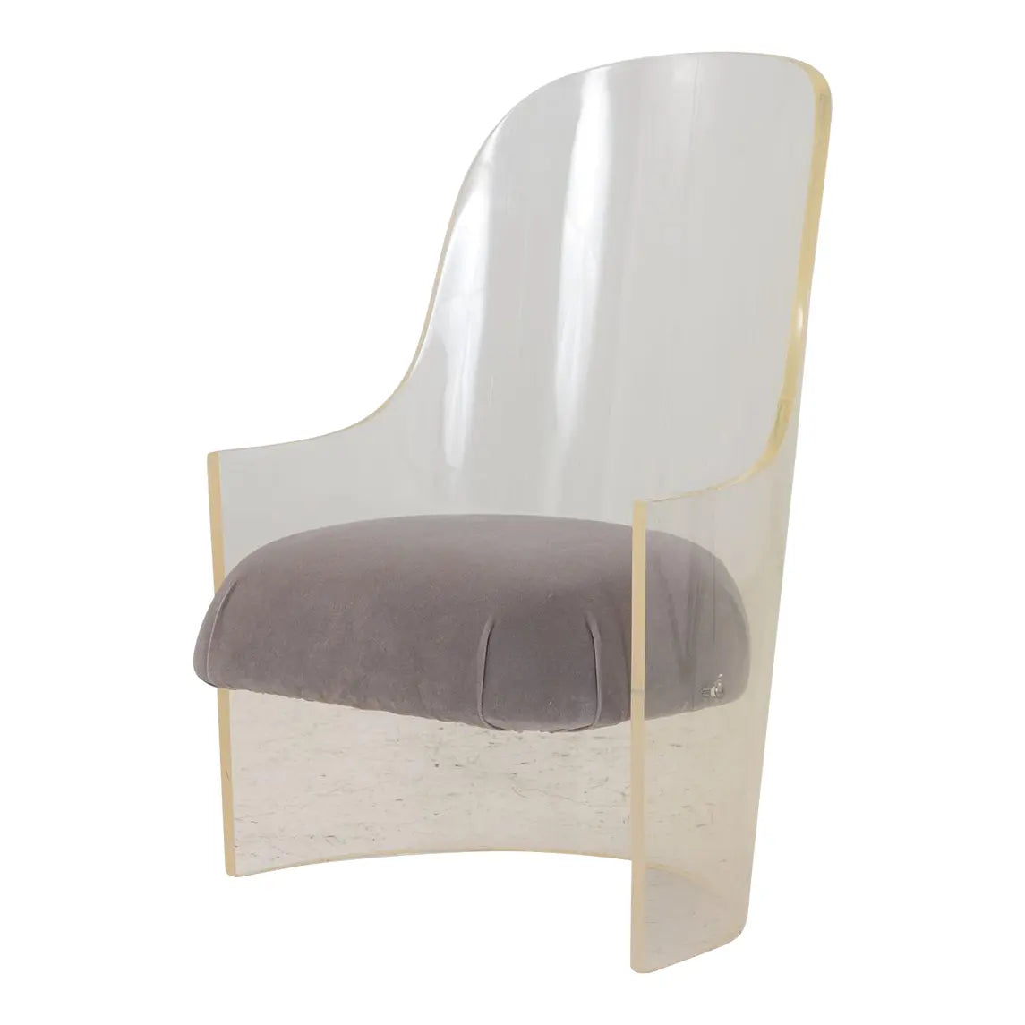 Lucite and Velvet Barrel Back Chair