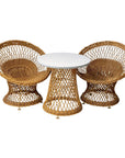 Mid Century French Pair of Wicker Chairs with Side Table