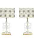 Pair Modern Murano Clear Glass Lamps