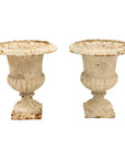 Pair of White Cast Iron Urns, French early 20th Century