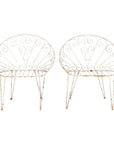 Pair of White Round Garden or Bistro Chairs, 1970s