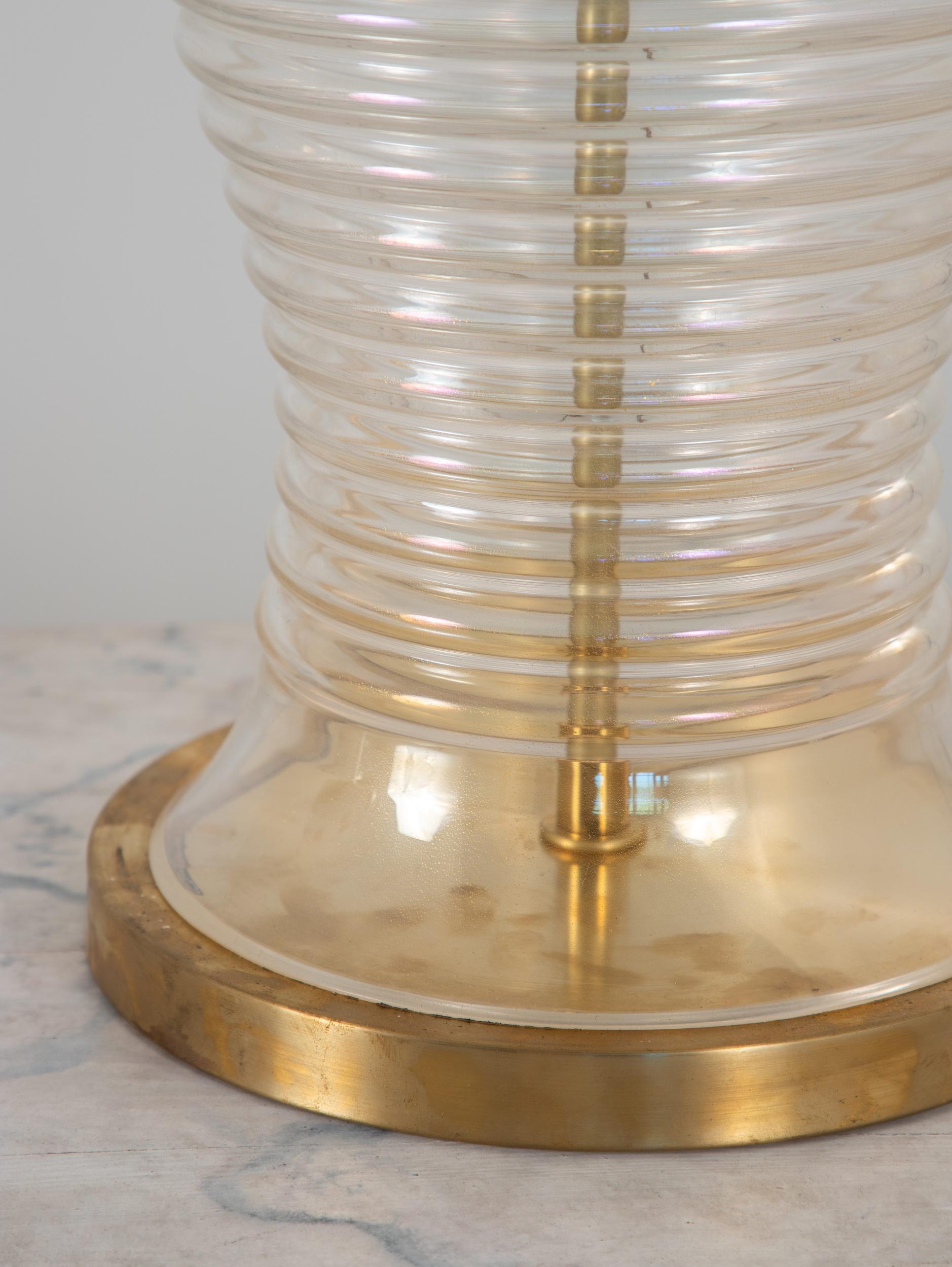 Oversized Glass & Brass Table Lamp