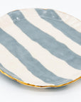 Gray and white Striped clay petit dish with Gilding