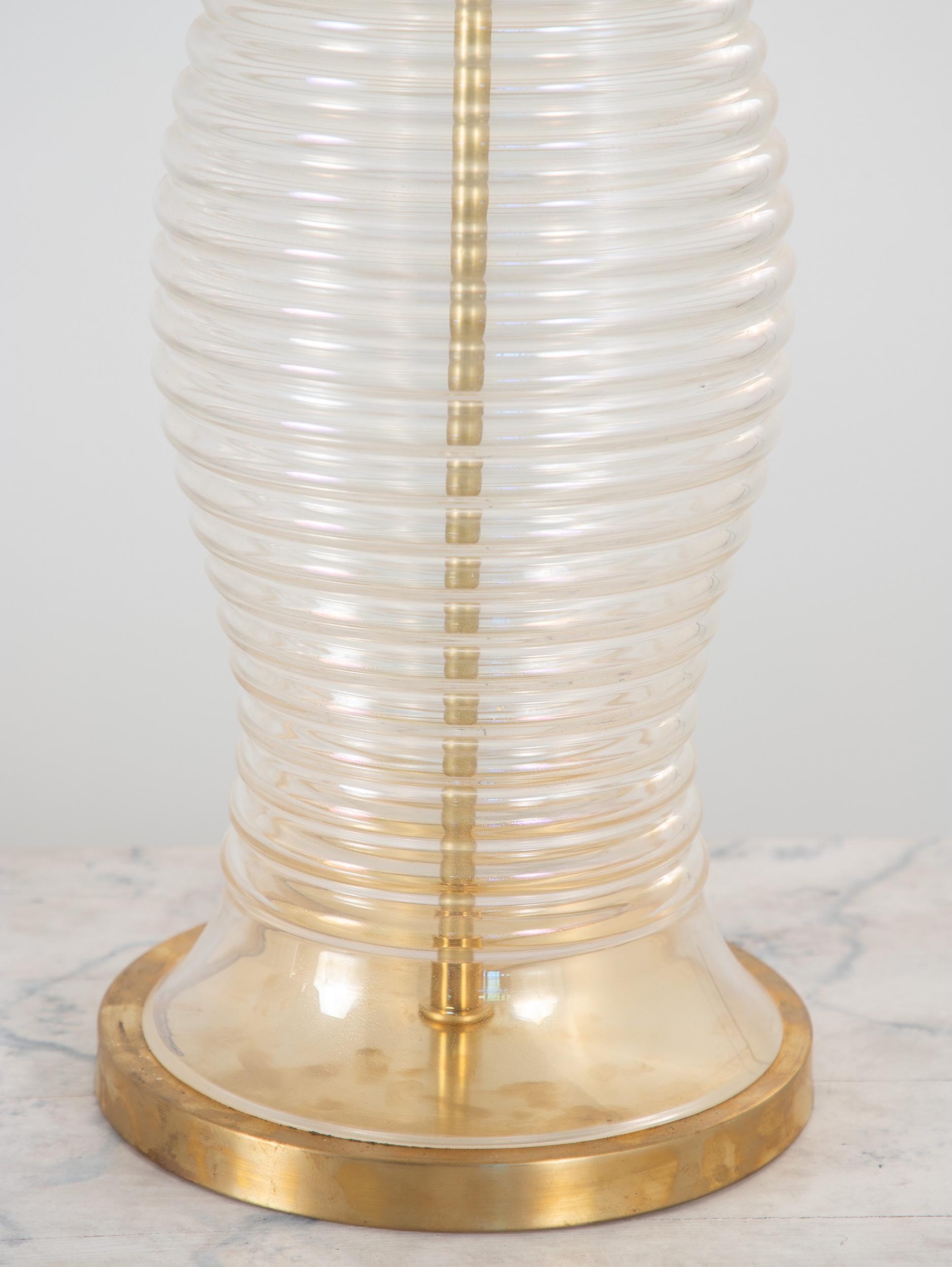 Oversized Glass & Brass Table Lamp