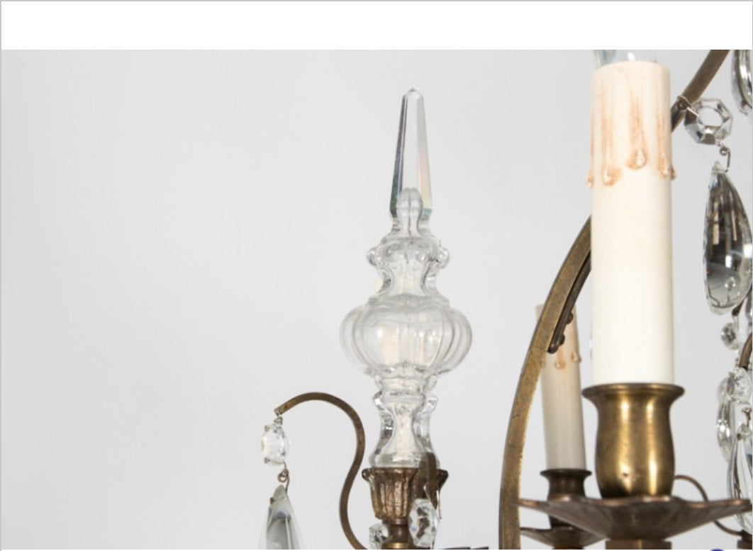Circa 1900 crystal eight light chandelier