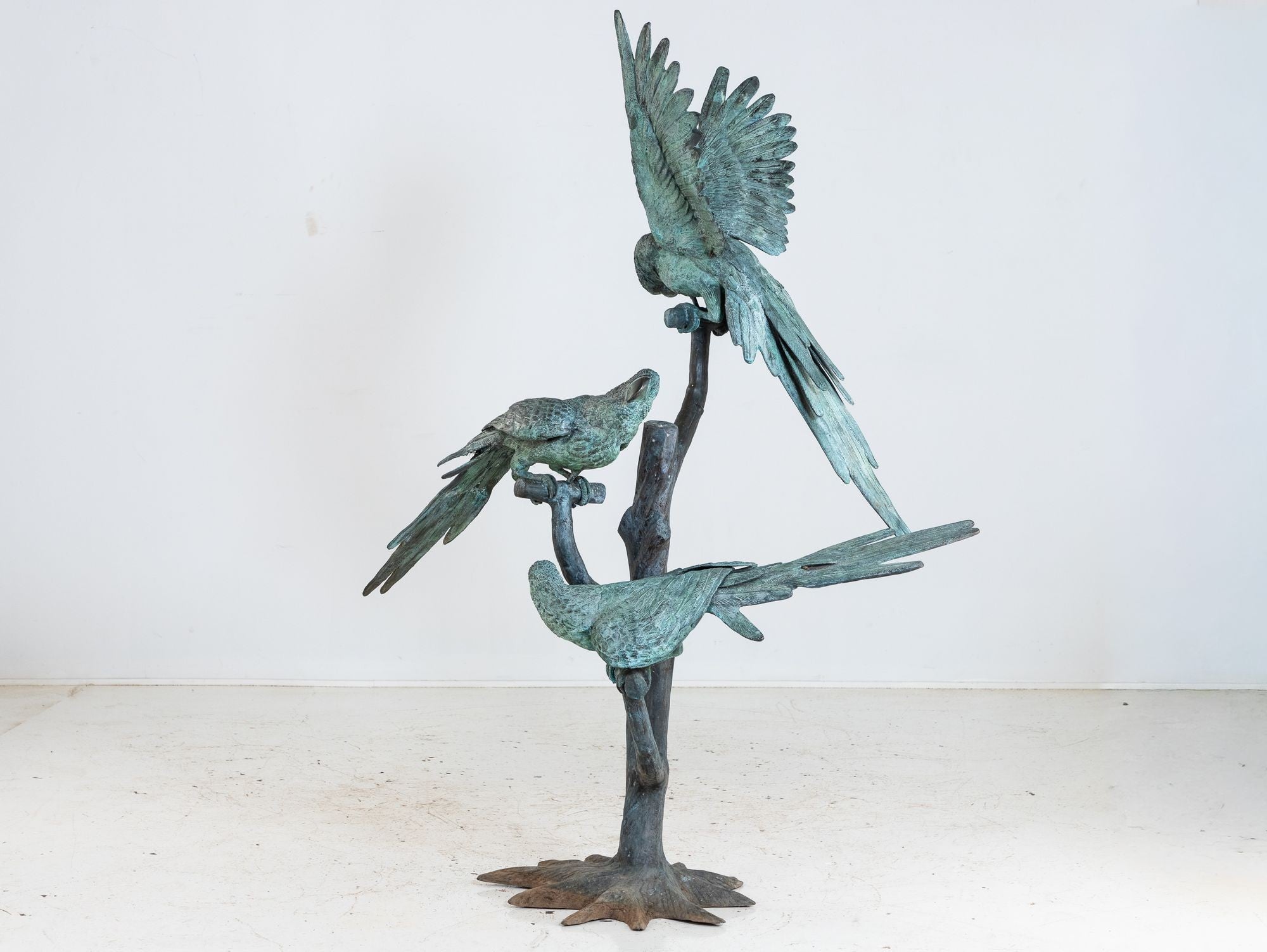 Bronze Sculpture of Three Parrots, Italy Mid 20th C.