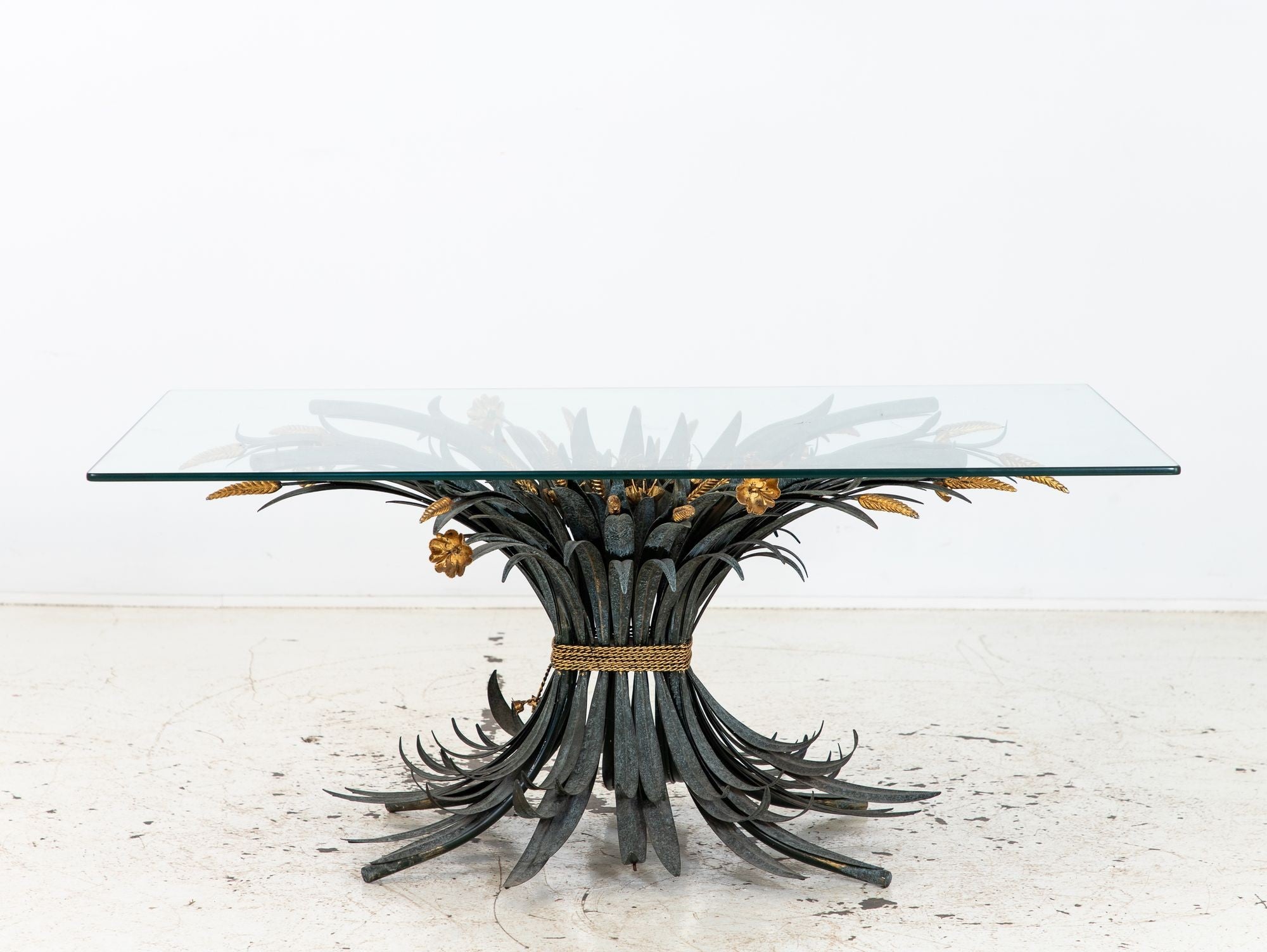 Hollywood Regency Gilt Metal Sheaf of Wheat Coffee Table, France Mid 20th C.