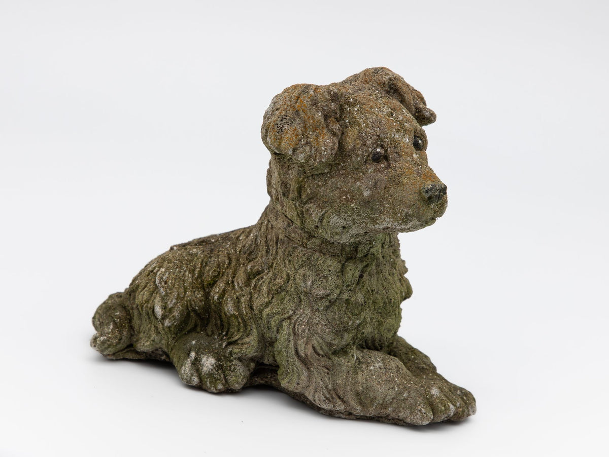 Vintage Reconstituted Stone Dog Terrier, English Mid 20th C.