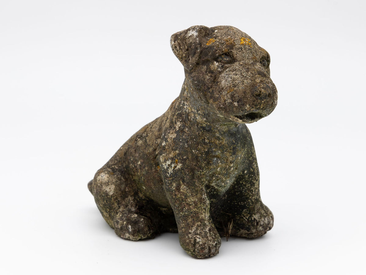 Reconsitituted Stone Puppy or Dog Garden Ornament, England Mid 20th C.