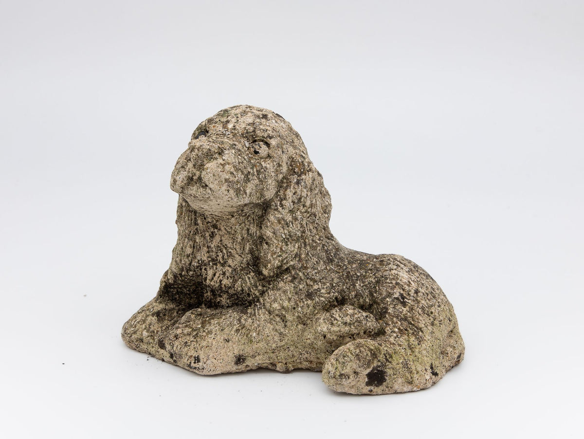 Vintage Reconstituted Stone Puppy or Dog Spaniel Garden Ornament, 20th Century