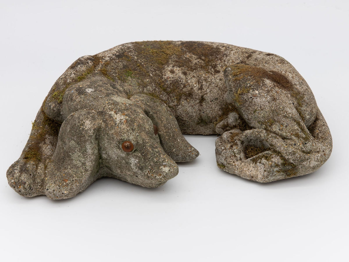 Reconstituted Stone Dog Spaniel Garden Ornament, England 20th Century