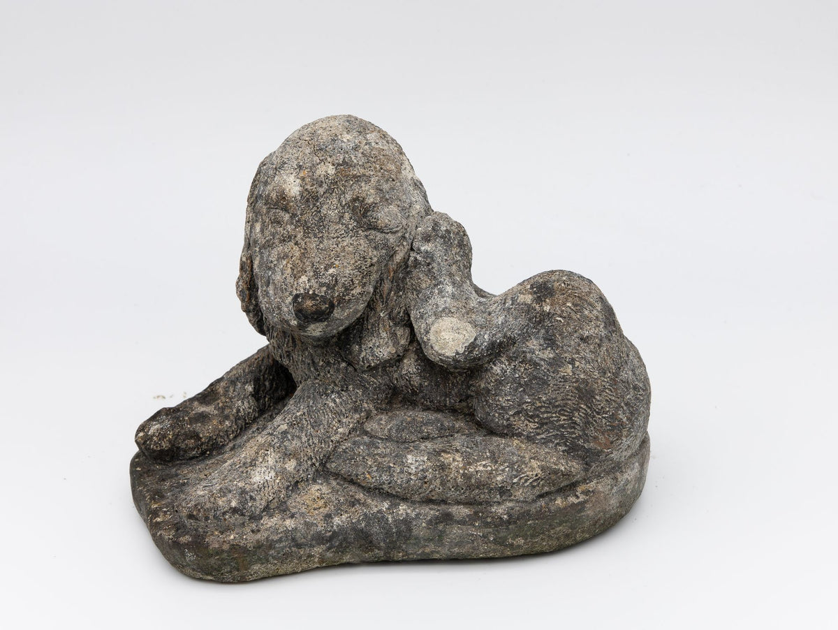 Reconstituted Stone Dog Spaniel Garden Ornament, England 20th Century