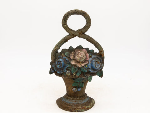 Antique Floral Bouquet Cast Iron Door Stop