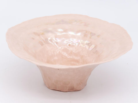 Pink Ceramic Bowl with Pearl Luster Stripe, 21st Century