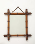 Small Faux Bamboo Carved Frame Mirror, England 1940s