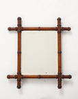 Small Faux Bamboo Carved Frame Mirror, England 1940s